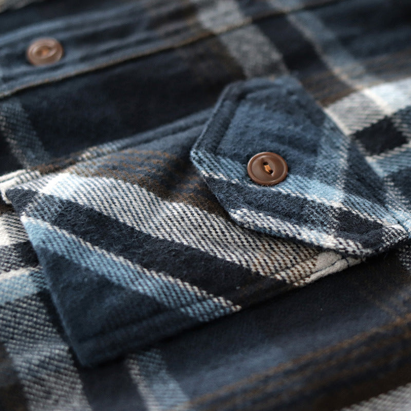 Double-strand Brushed Shirt Coat Spring And Autumn Top Thick American Style
