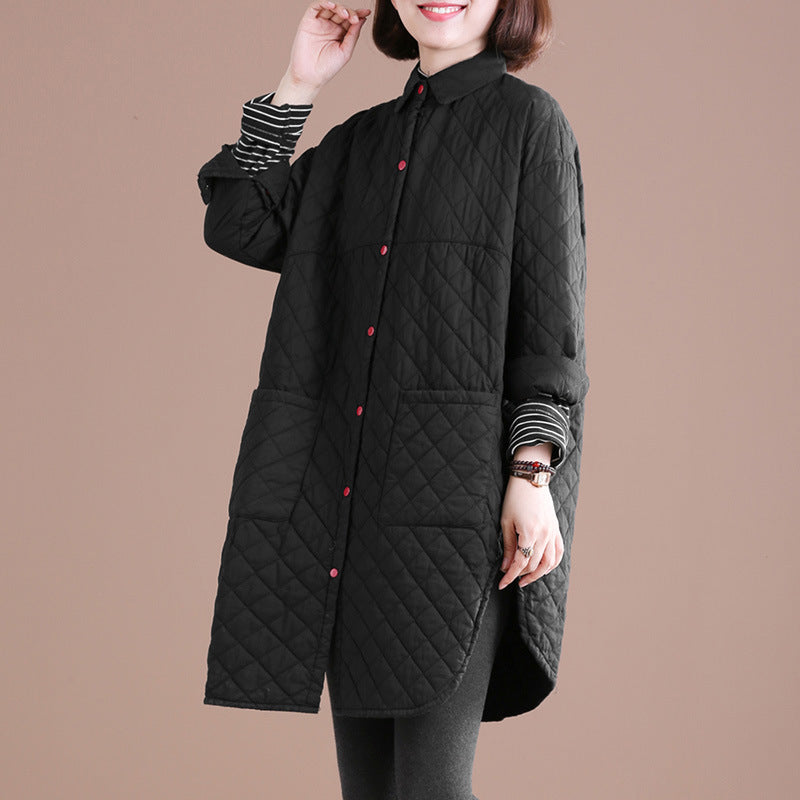 Artistic Cotton Padded Thickened Cotton-padded Coat - Black / M