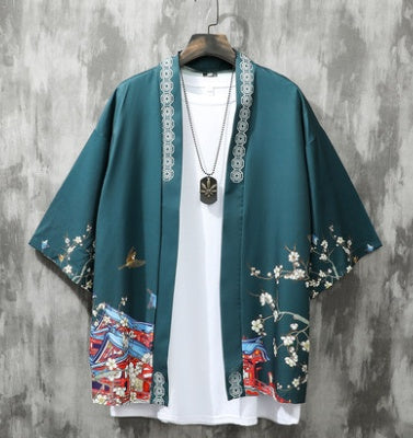 Summer Three-quarter Sleeve Shirt Men’s Loose Chinese Style Men’s Clothing - 3002green / M