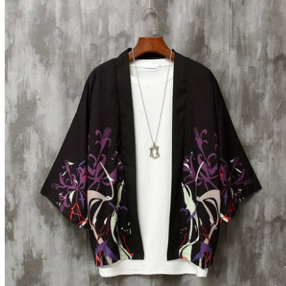 Summer Three-quarter Sleeve Shirt Men’s Loose Chinese Style Men’s Clothing - Black / M