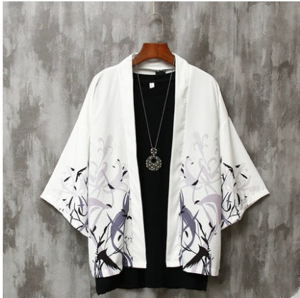 Summer Three-quarter Sleeve Shirt Men’s Loose Chinese Style Men’s Clothing - White / M