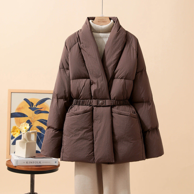 Belt Waist-tight Loose Cool Coat - Brown / S