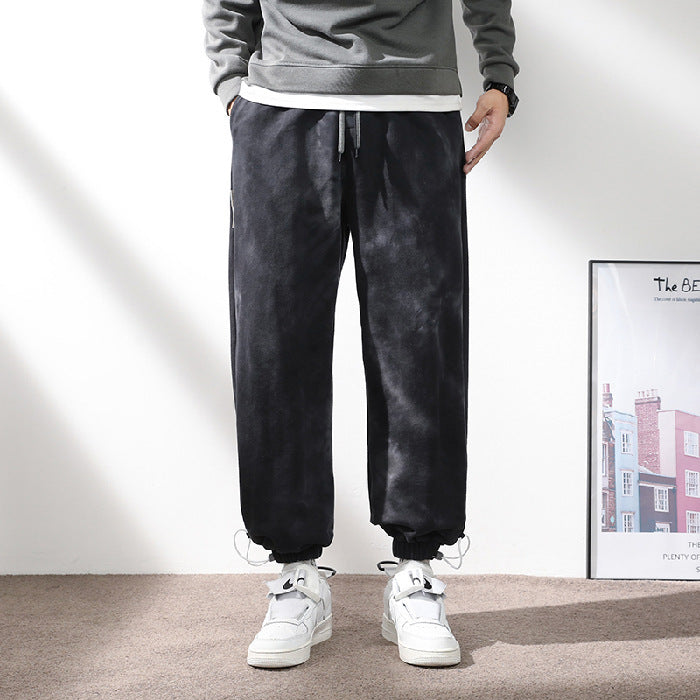 Elastic Waist Drawstring Ankle-tied Sweatpants Men - Camouflage Black / M