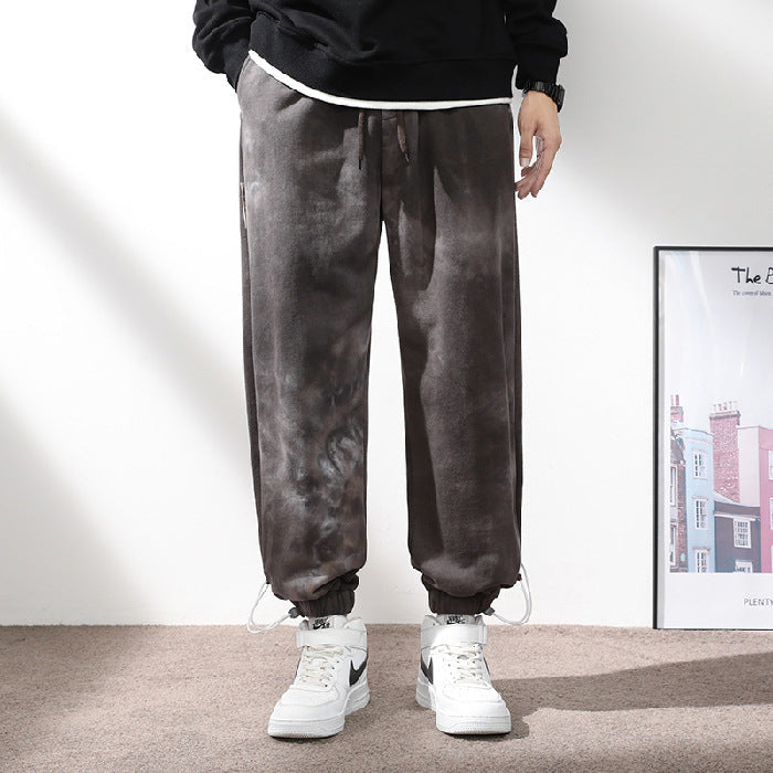 Elastic Waist Drawstring Ankle-tied Sweatpants Men - Camouflage Brown / M