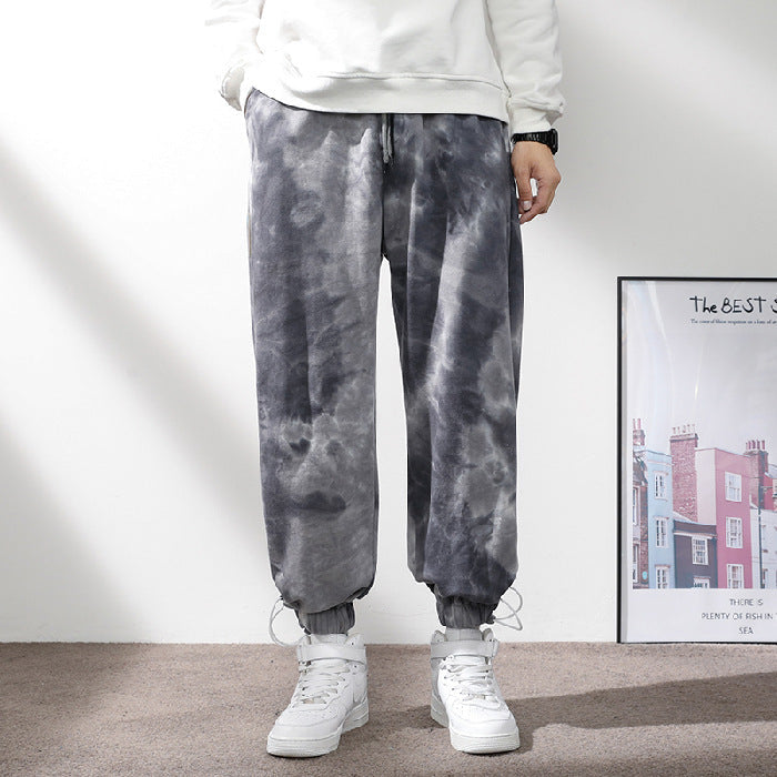 Elastic Waist Drawstring Ankle-tied Sweatpants Men - Camouflage Gray / M