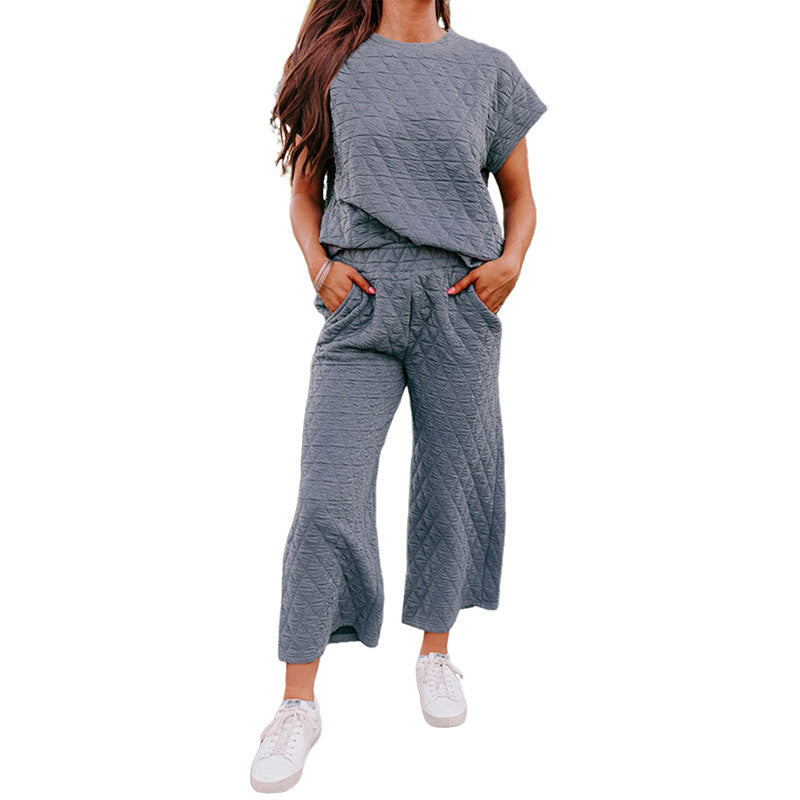 Short-sleeved Wide-leg Pants Casual Suit - LC625346 P705 / S