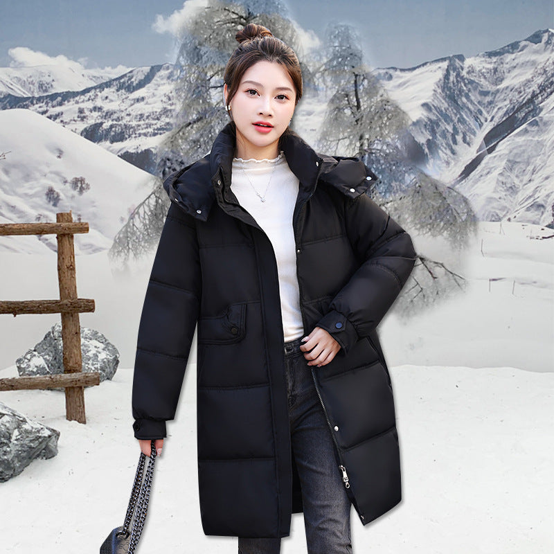 Mid-length Fashion Cotton-padded Jacket Simple - Black / M