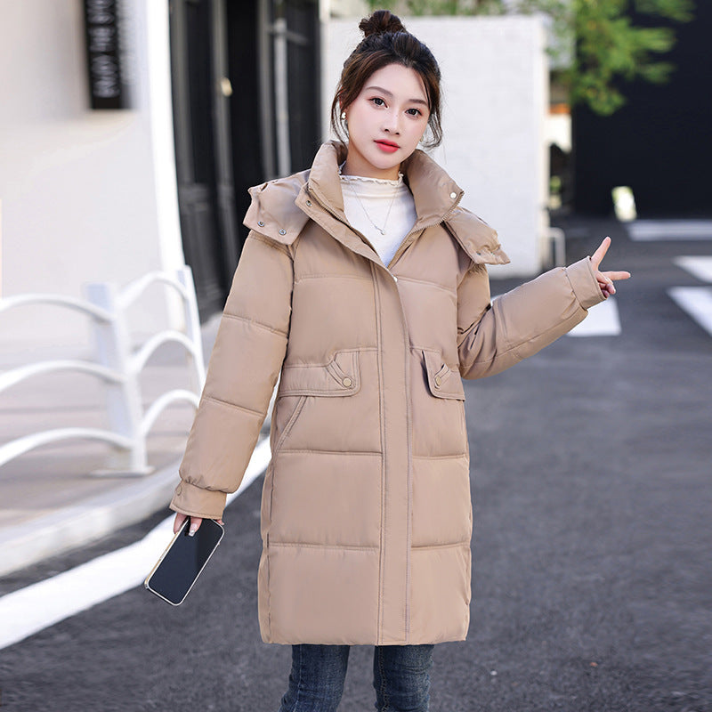 Mid-length Fashion Cotton-padded Jacket Simple - Khaki / M