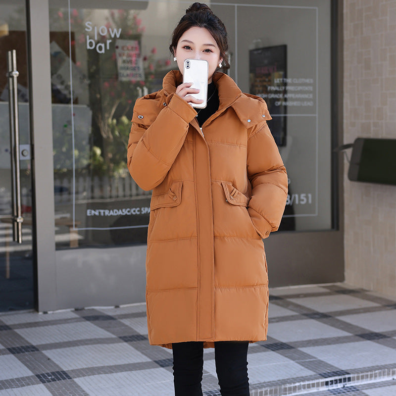 Mid-length Fashion Cotton-padded Jacket Simple - Orange / M