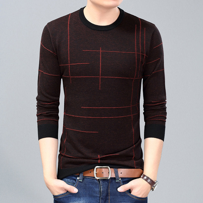Men’s youth hooded round neck long sleeve t-shirt - Red bar / 185cm