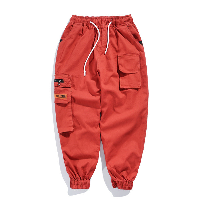 Men’s overalls cropped harem pants - Orange / S