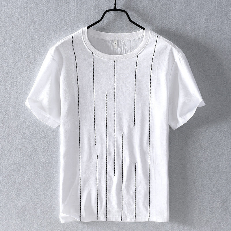 Men’s striped T-shirt - White / L