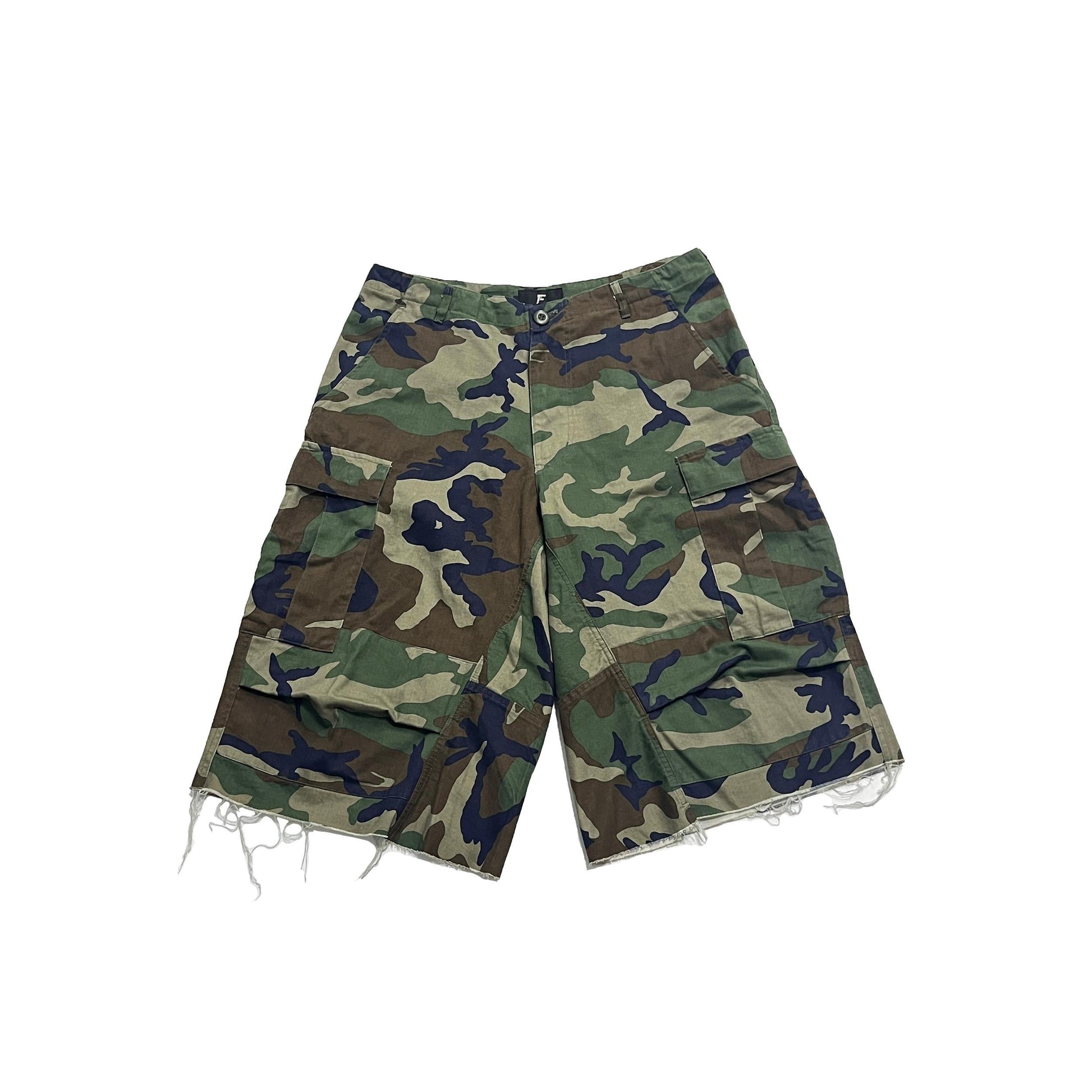 New Profile Cut Multi-piece Stitched Camouflage Cropped Pants - Number1 / Green