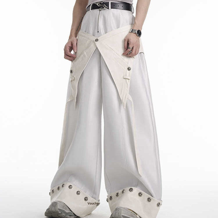 Niche Fake Two Pieces Pantskirt Punk Casual Pants