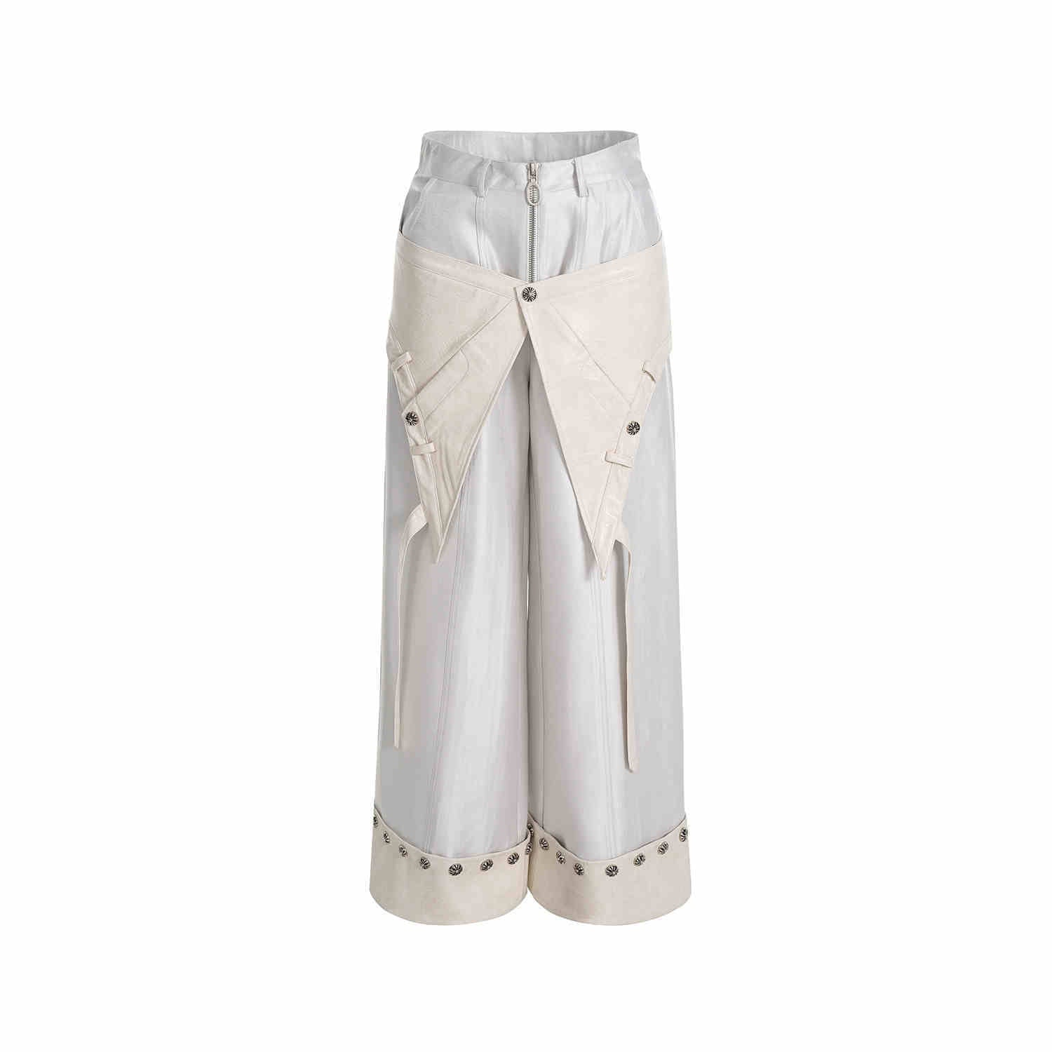 Niche Fake Two Pieces Pantskirt Punk Casual Pants - Apricot Pants / M