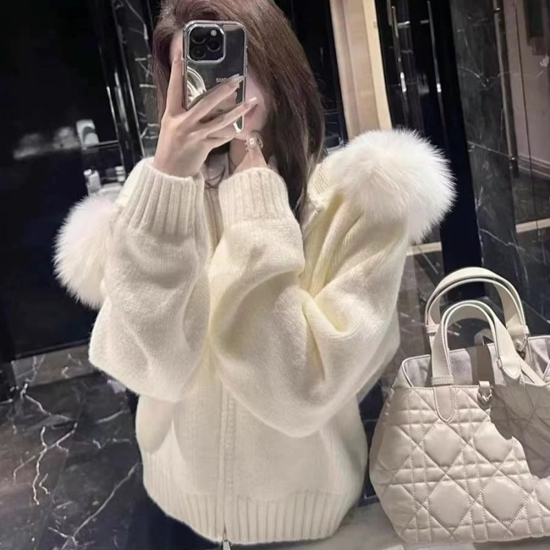 Temperament Small Size Knitwear Top - White / Free Size