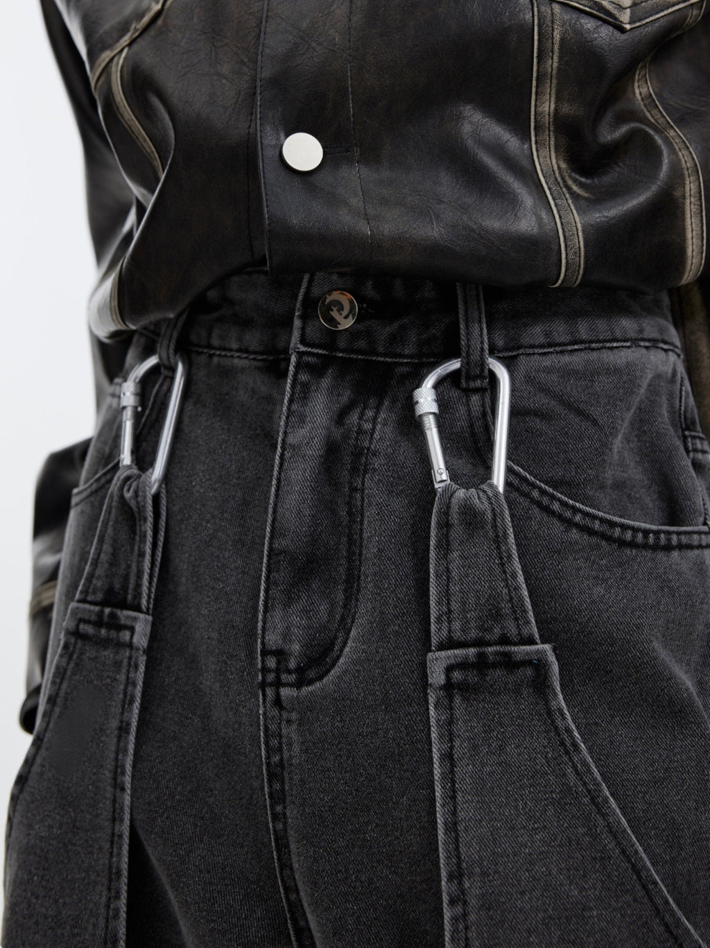Large Pocket Design Vintage Distressed Loose-fitting Wide-leg Trousers Men