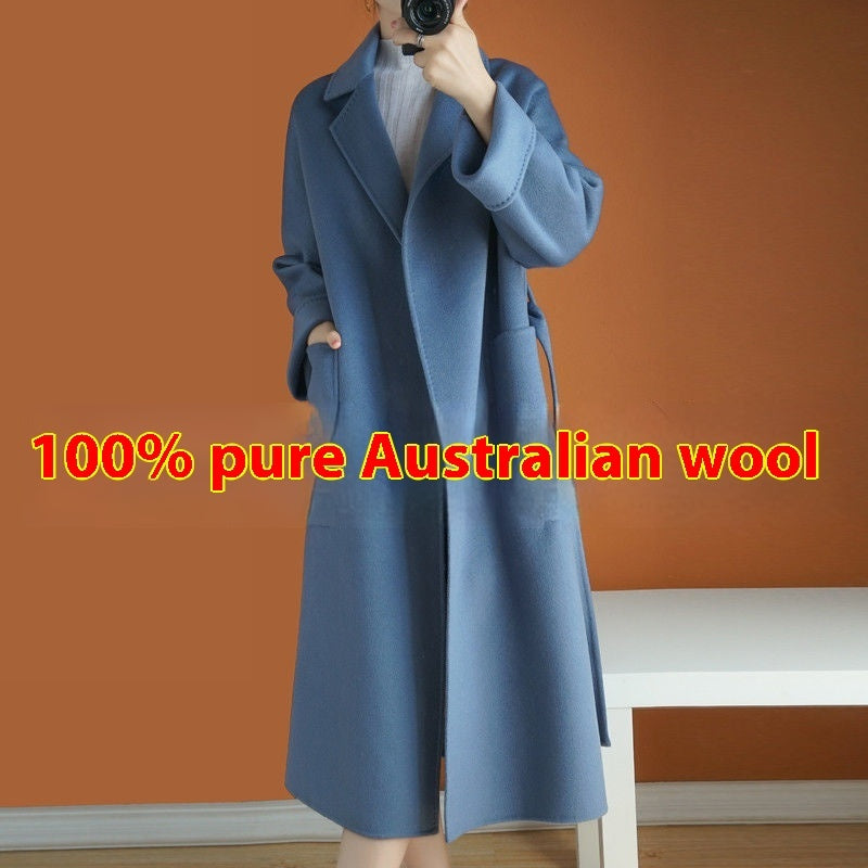 Hepburn Style Suit Collar Thickened Loose-fitting Jacket - Fog Blue / XS