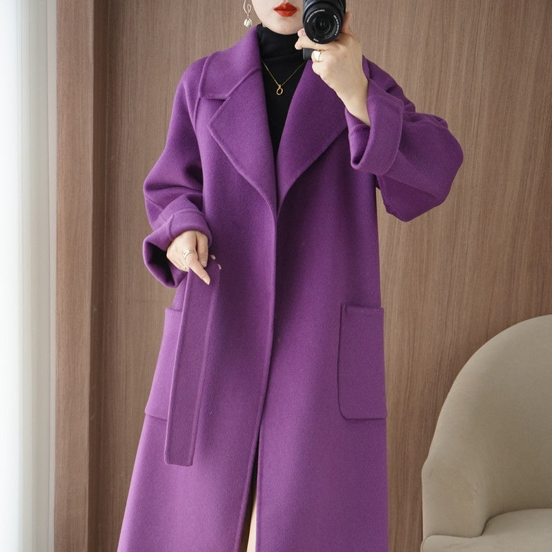 Hepburn Style Suit Collar Thickened Loose-fitting Jacket - Noble Violet / XS