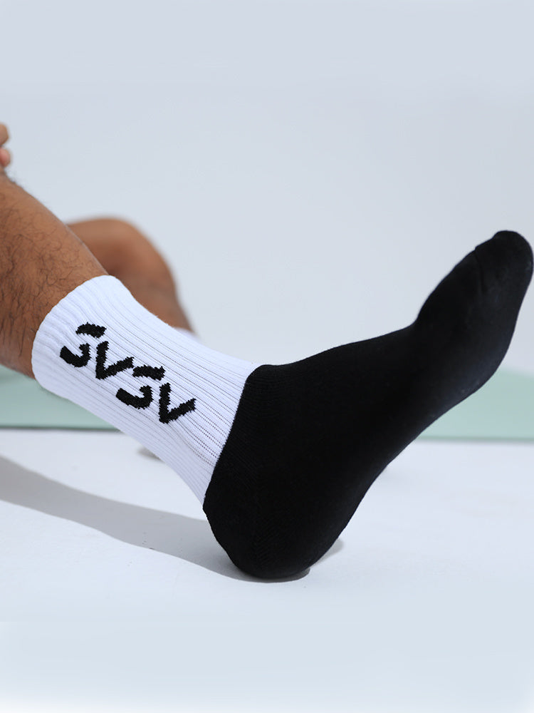 Original design of black and white fitness socks - White / One size