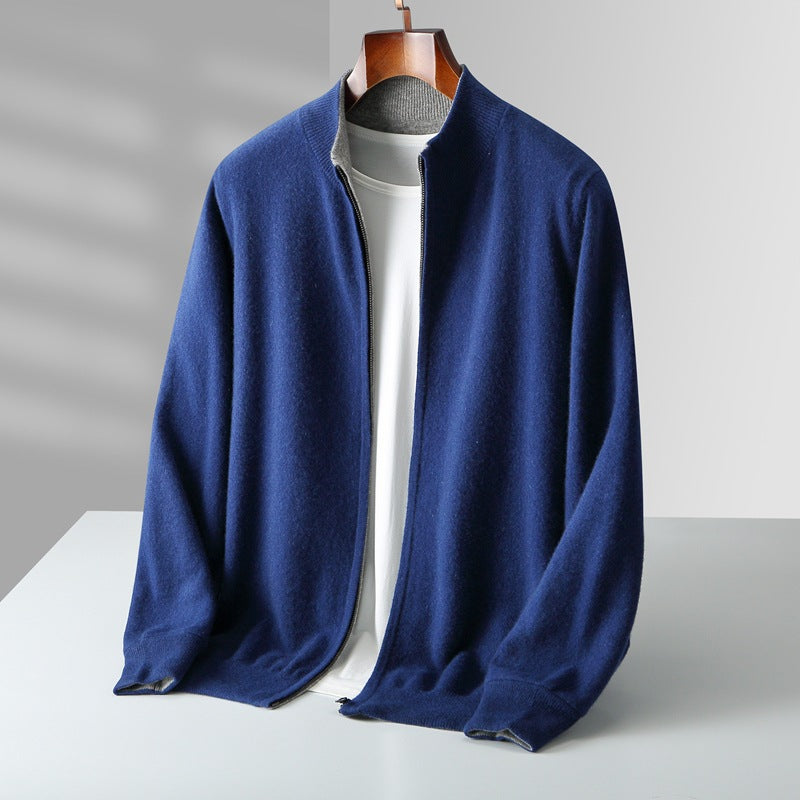 Autumn And Winter Double-sided Thickened Zipper Wool Cardigan - Basket With Gray / S