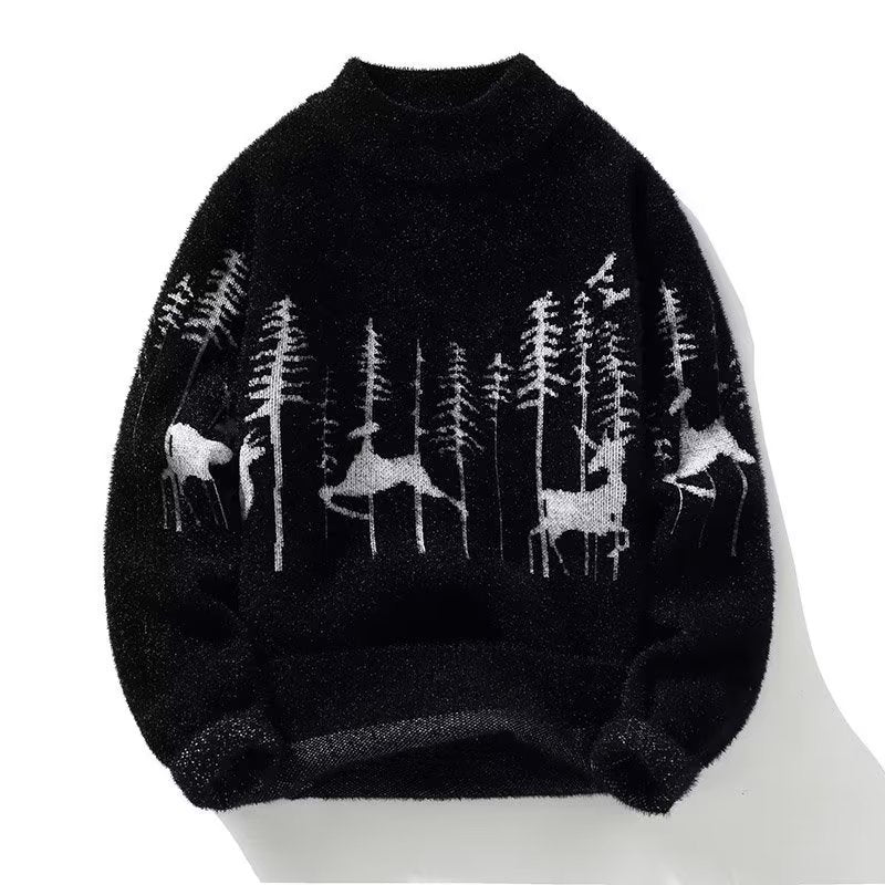 Autumn And Winter Half Turtleneck Sweater Men’s Korean Style - Black / M