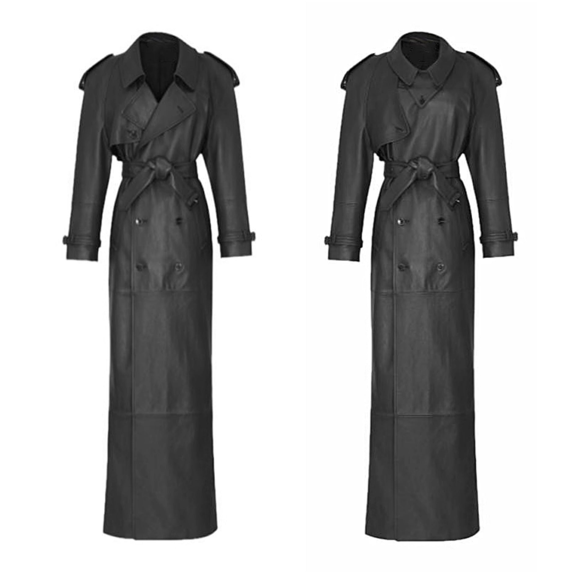Autumn And Winter New Sheepskin Fried Street Handsome Trench Coat Coat - Black / S