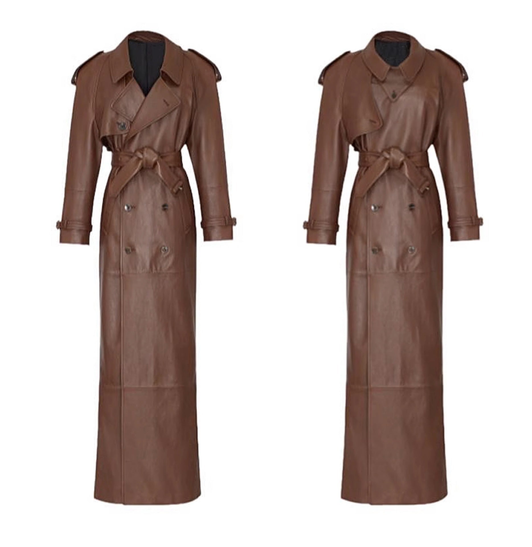 Autumn And Winter New Sheepskin Fried Street Handsome Trench Coat Coat - Light Coffee / S