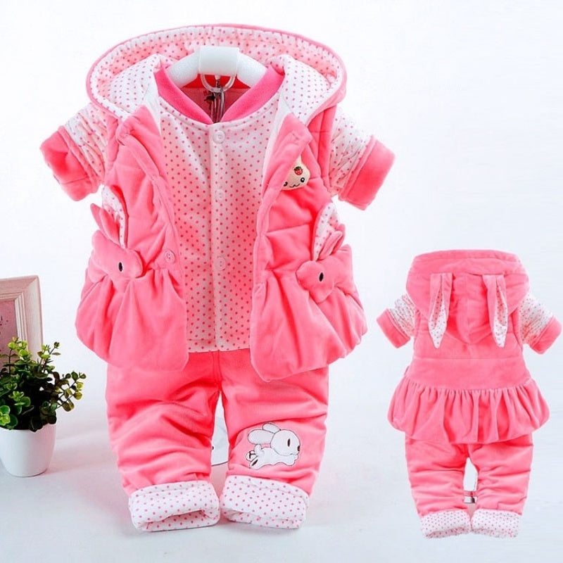 Baby Autumn Clothing Girls Autumn And Winter Clothing Suits - Pink / 66cm