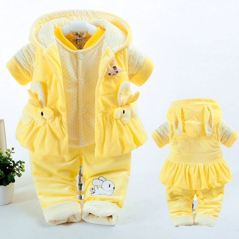 Baby Autumn Clothing Girls Autumn And Winter Clothing Suits - Yellow / 66cm