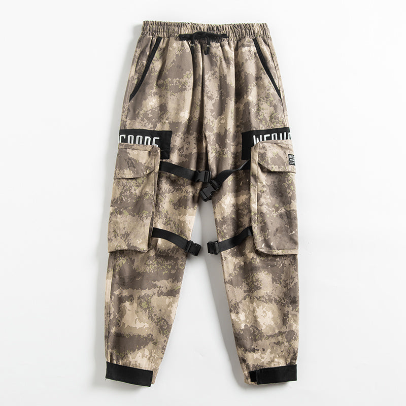 Casual Loose Straight Pants Men’s Sports Beamed Pants - Camouflage / XL