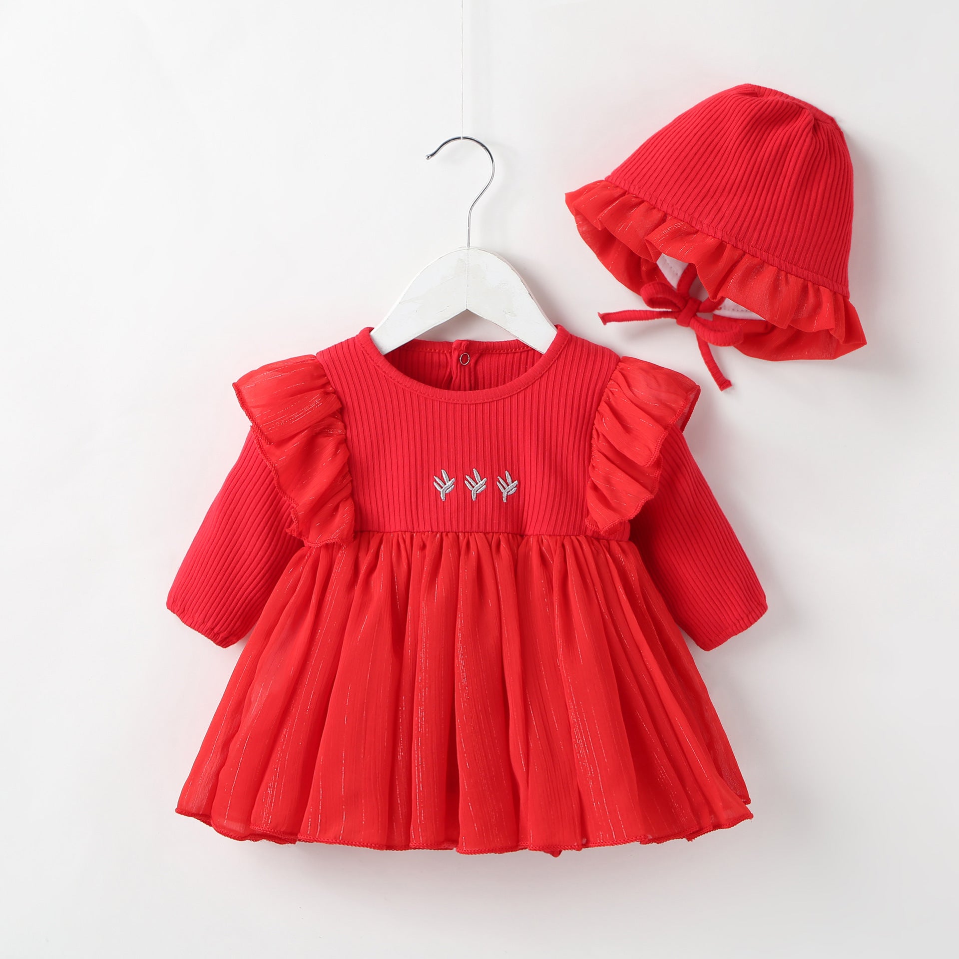 Baby Girl Autumn Dress Baby Princess Dress Red Dress - Red / 59cm