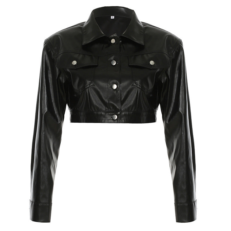 Autumn Hot Girl All-matching Biker’s Leather Jacket Women - Black / S