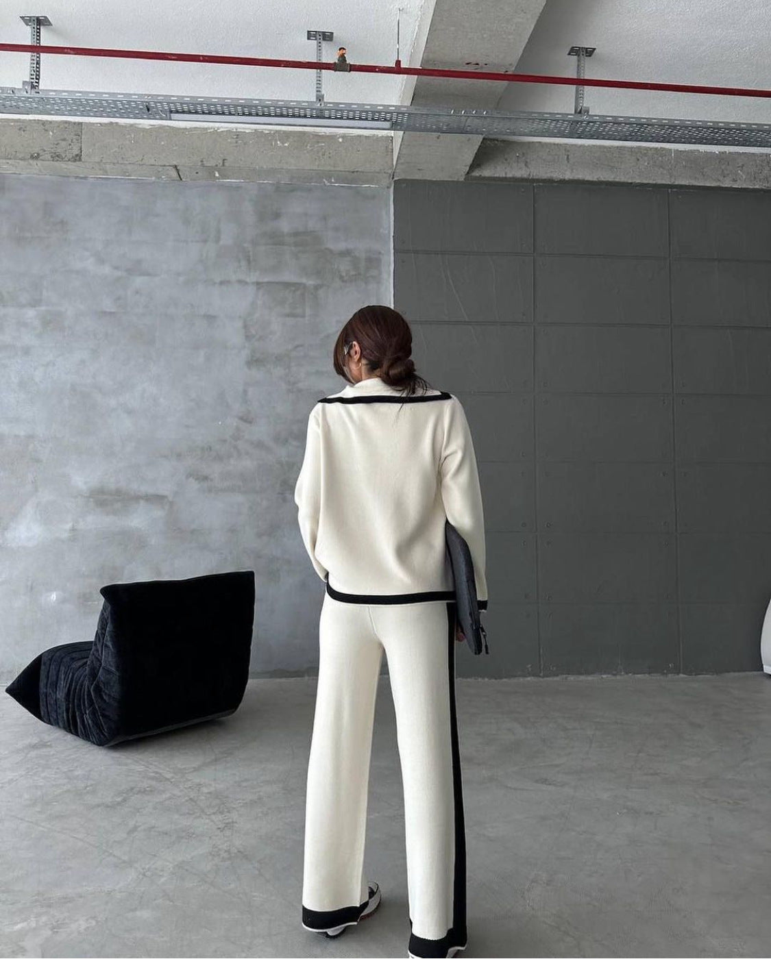 Women’s Autumn Knitted Wide-leg Pants Two-piece Set