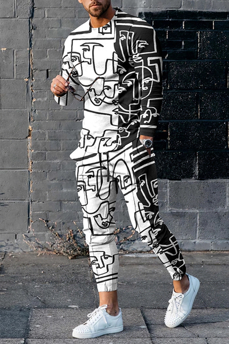 European And American Multi-color Long Sleeve Casual Sports Men Suit - HHTZ1N222411M / 2XL