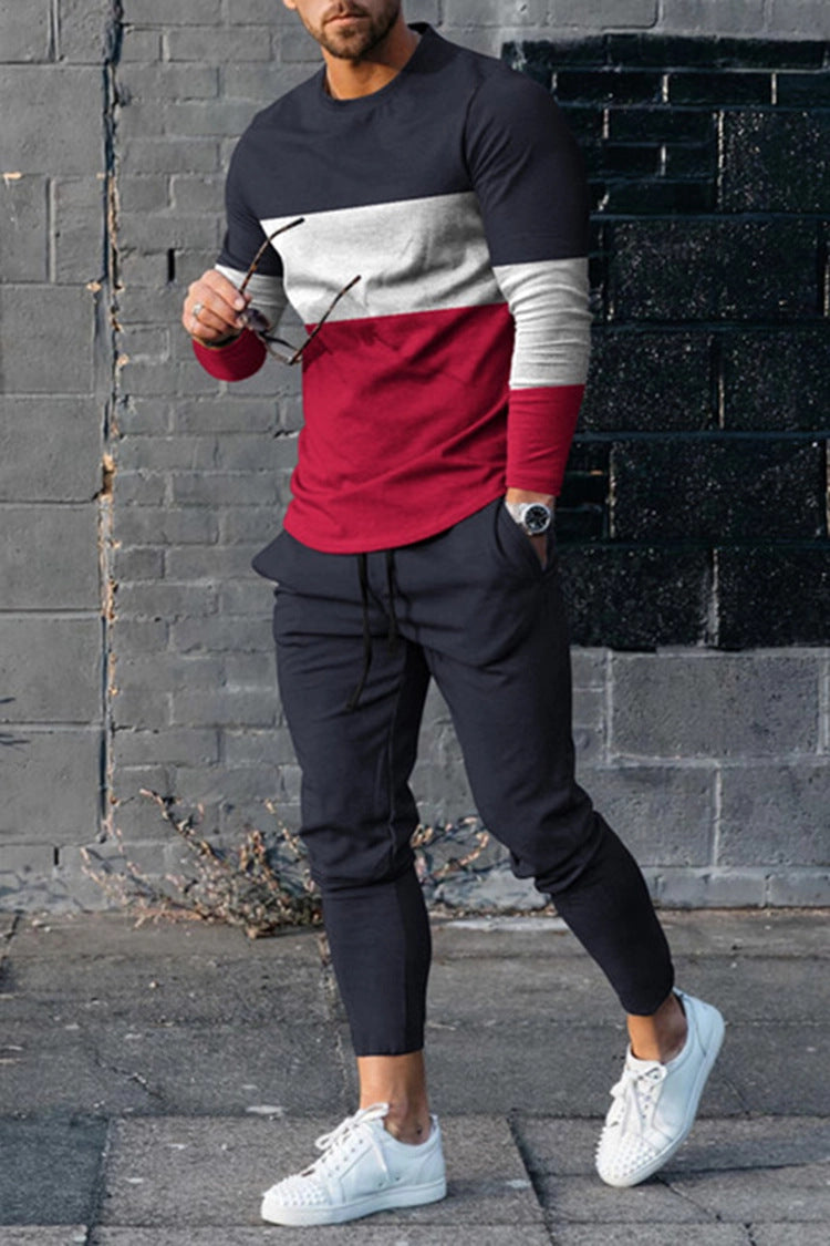 European And American Multi-color Long Sleeve Casual Sports Men Suit - HHTZ1N222411N / 2XL