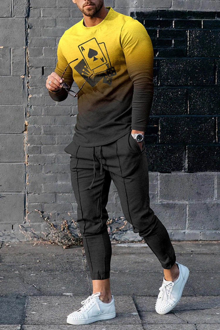 European And American Multi-color Long Sleeve Casual Sports Men Suit - HHTZ1N222411P / 2XL