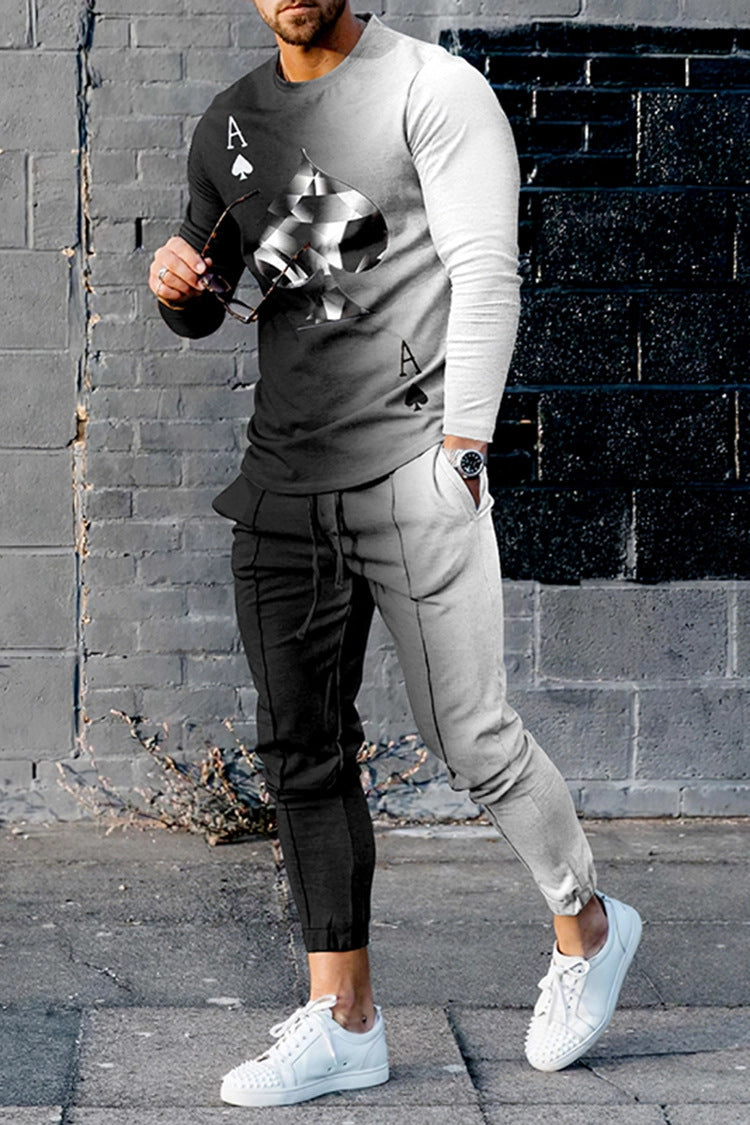 European And American Multi-color Long Sleeve Casual Sports Men Suit - HHTZ1N222411R / 2XL