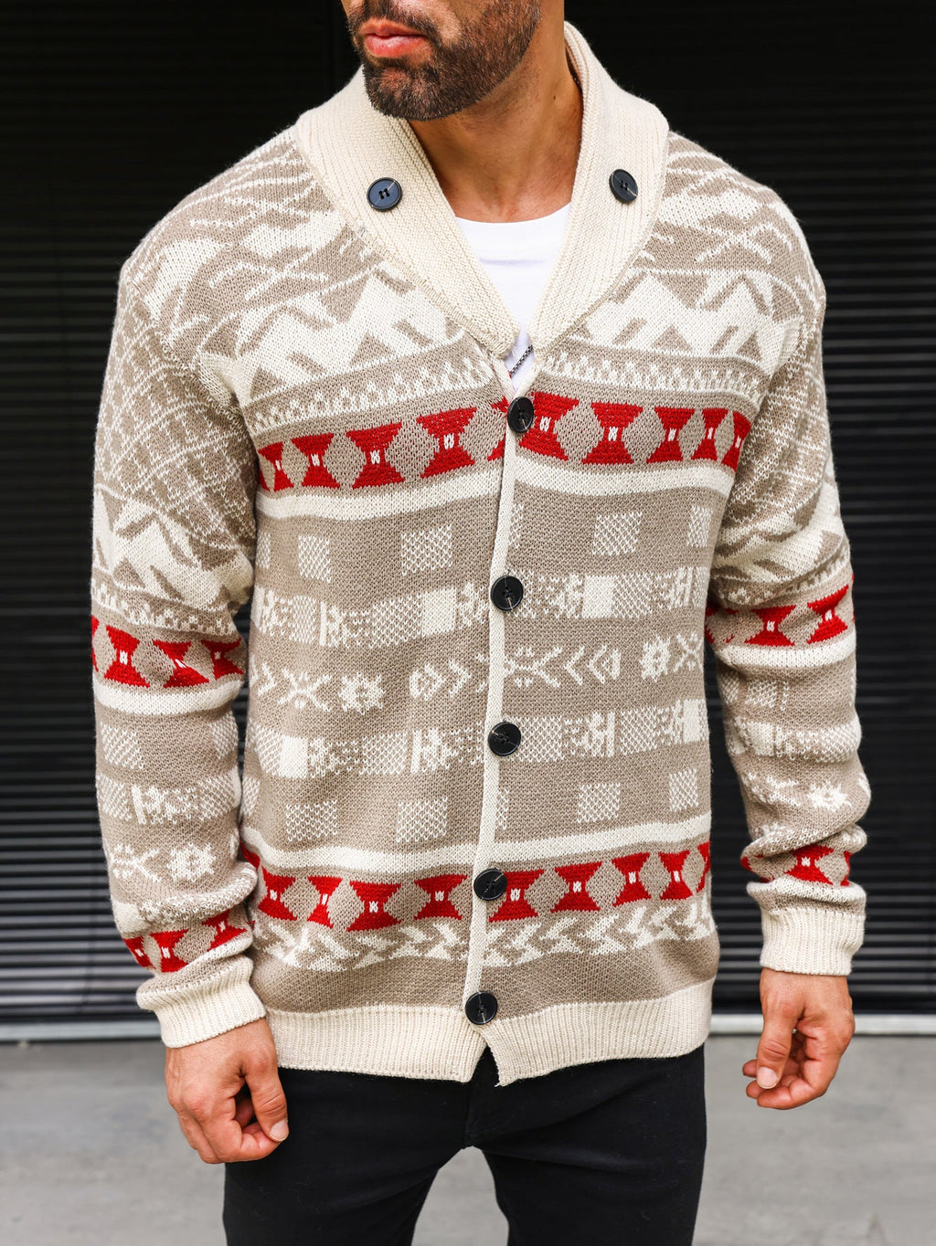 Autumn Sweater Knitwear Coat For Men - Beige / M