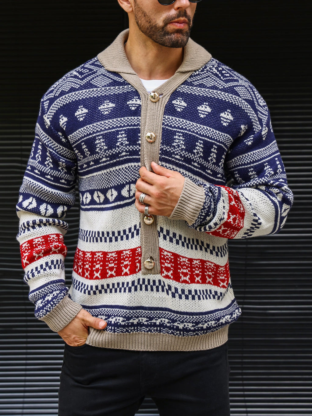 Autumn Sweater Knitwear Coat For Men - Navy Blue / M