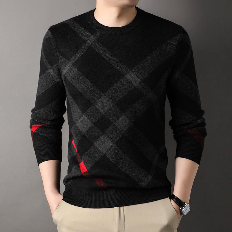 Autumn Sweater Men’s Casual Loose Print - Black / M