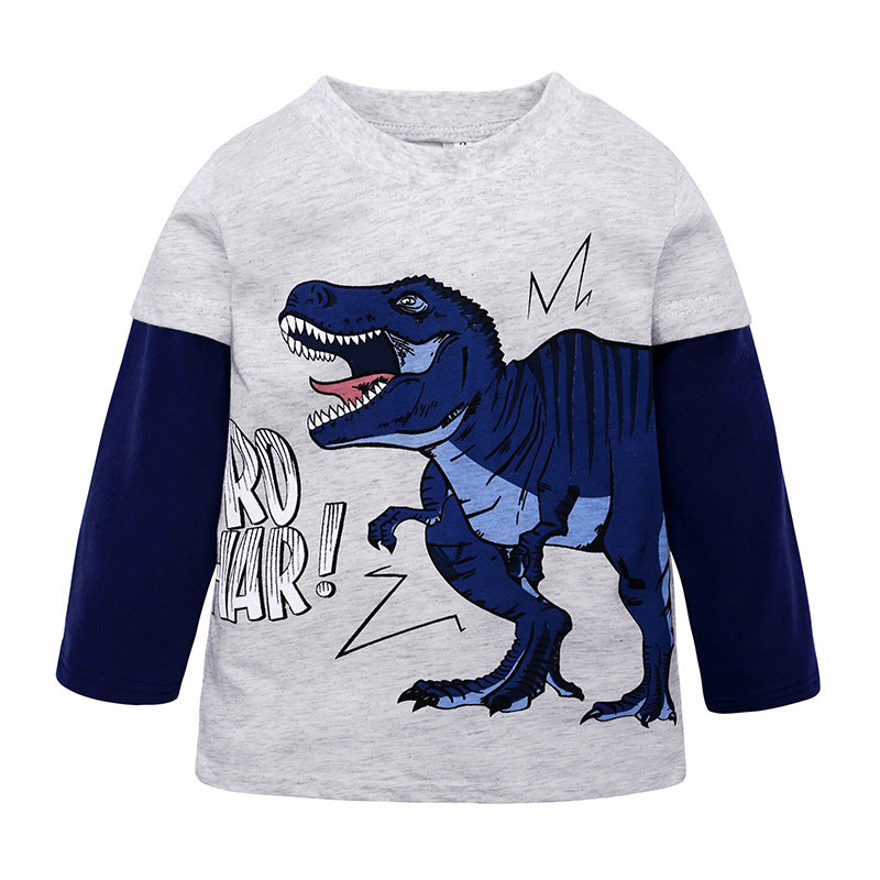 Baby Clothes Boy Cottoming Shirt Children Long Sleeve T-shirt - Grey / 90cm