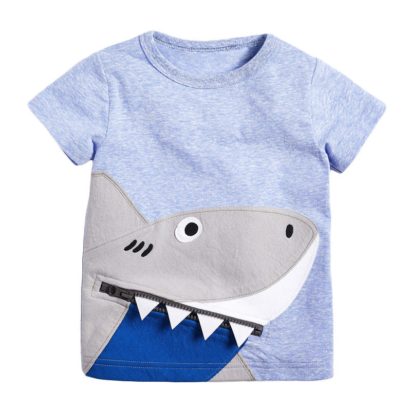 Boy’S T-Shirt Knitted Cotton Short Sleeve Cartoon Children’S T-Shirt - 51820 / 2t