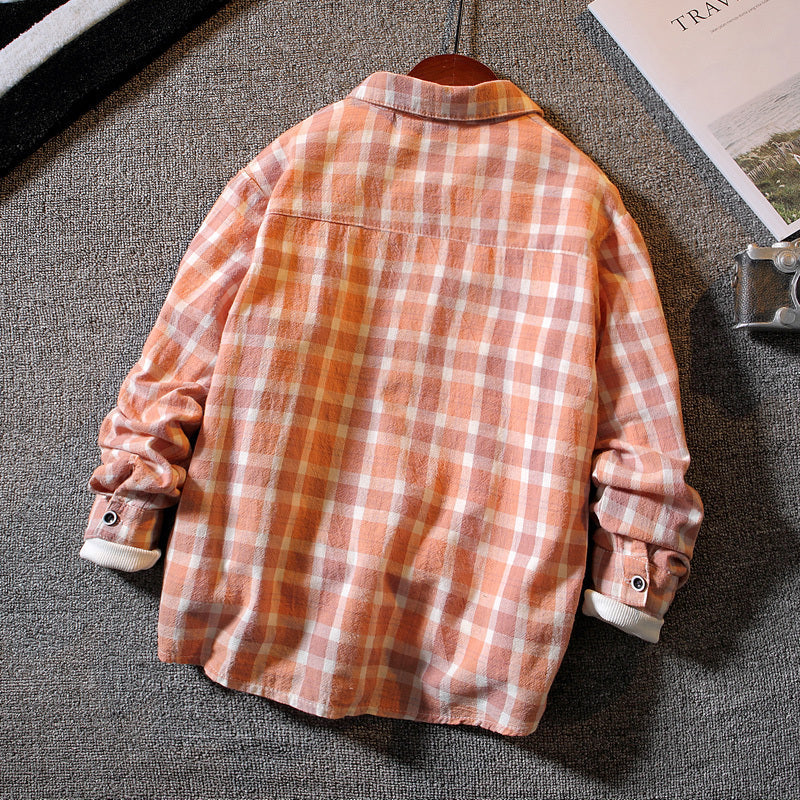 Boys’ Long-sleeved Plaid Shirt Casual Trendy And Handsome