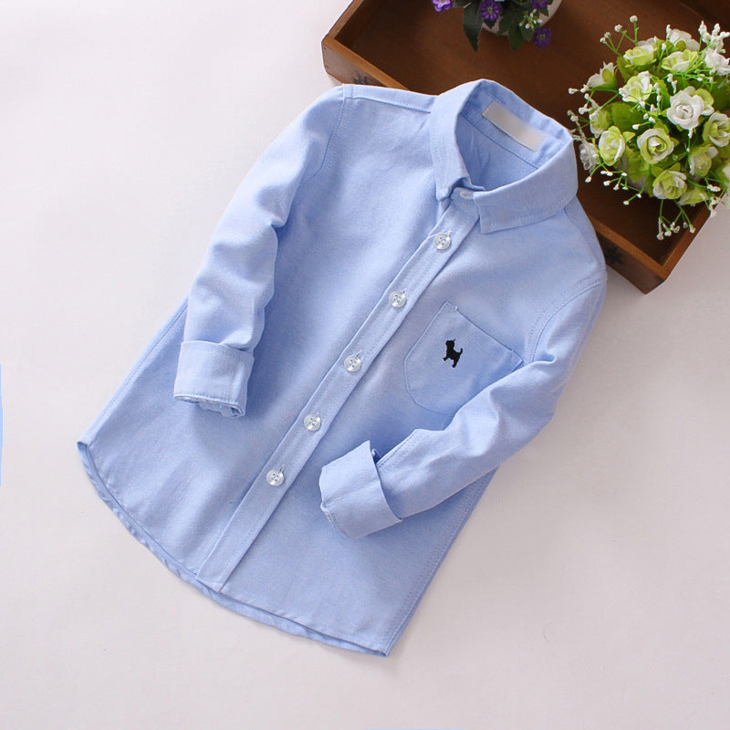 Children’s Shirts Boys’ Long-sleeved Shirts - Blue / 100cm