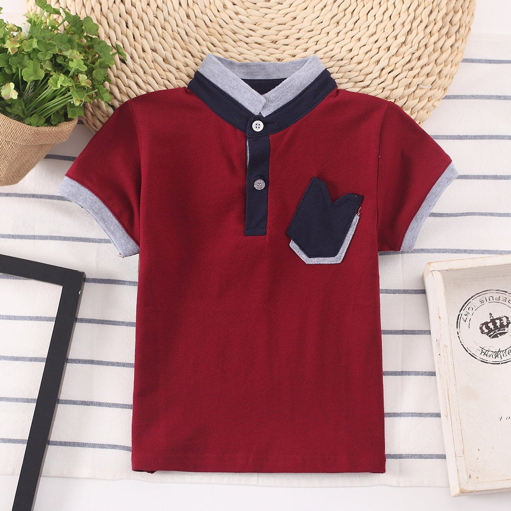 Kids Shirt Children Clothes Baby Wear Boys Tops - Maroon / 90cm