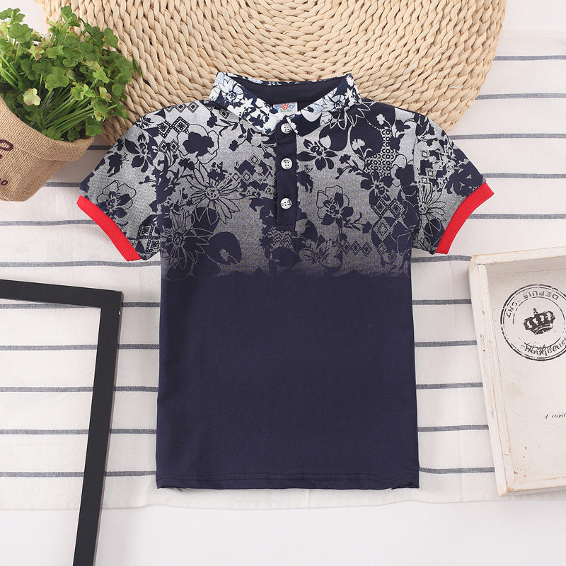 Kids Shirt Boys Tops Children Clothes Wear - Navy / 90