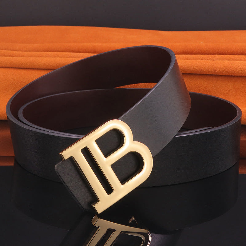 B letter belt - Black golden / 120CM