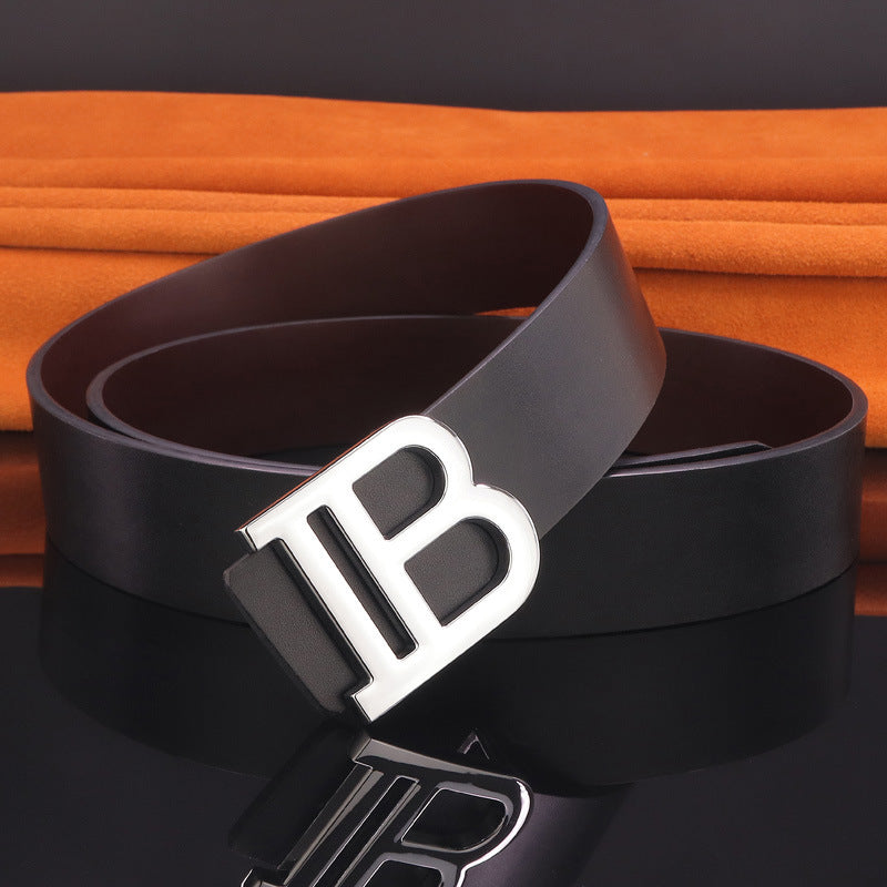 B letter belt - Black Silver / 115CM