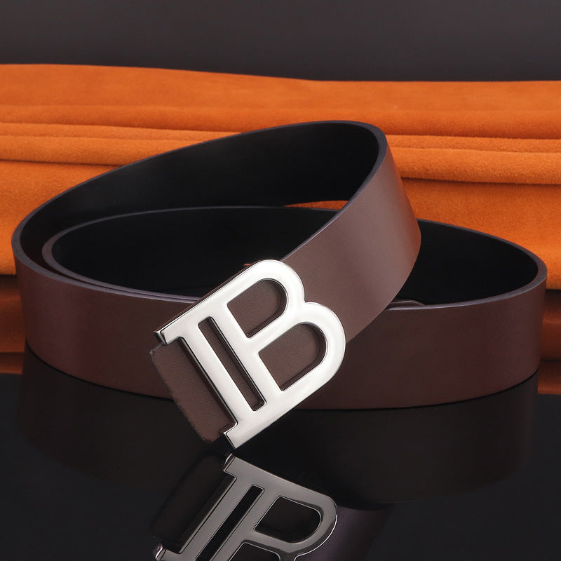 B letter belt - Coffee Silver / 110cm